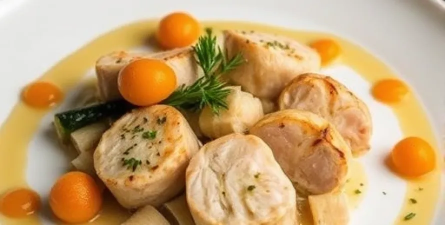 Foies de poulet aux poireaux et aux abricots