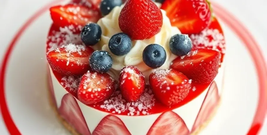 Dessert rouge, blanc et bleu