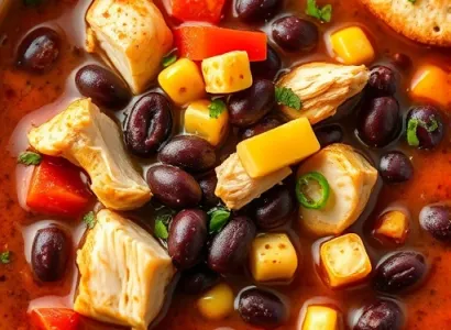 Potage de poulet et haricots noirs