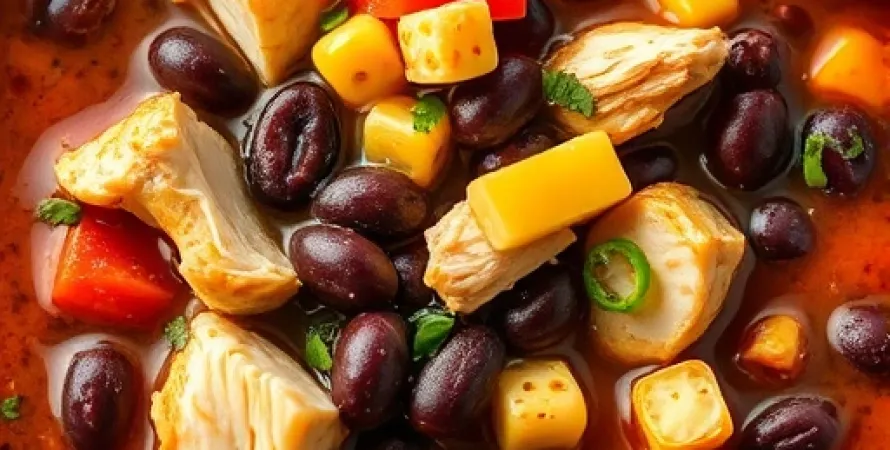 Potage de poulet et haricots noirs