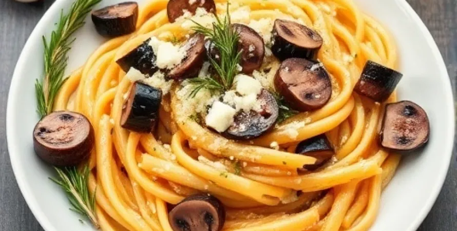 Pennes aux aubergines et champignons