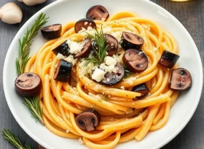 Pennes aux aubergines et champignons