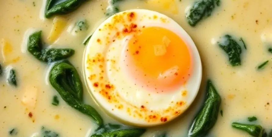 Potage aux épinards et oeufs