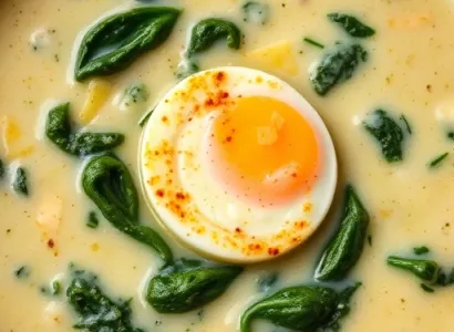 Potage aux épinards et oeufs