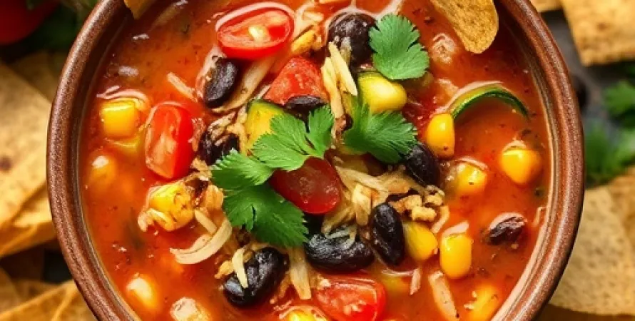 Soupe de tortilla au jardin