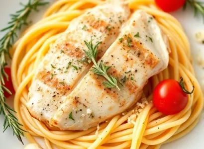 Poulet au romarin et fettuccine