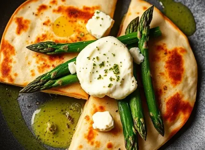 Quesadillas aux asperges et au fromage de chèvre