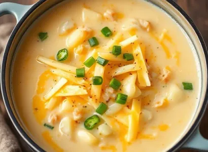 Soupe de pommes de terre au fromage et piments verts