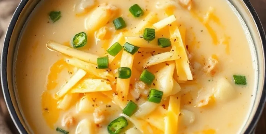 Soupe de pommes de terre au fromage et piments verts
