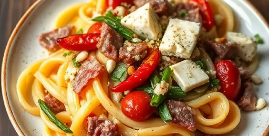 Rigatoni aux lardons et fromages