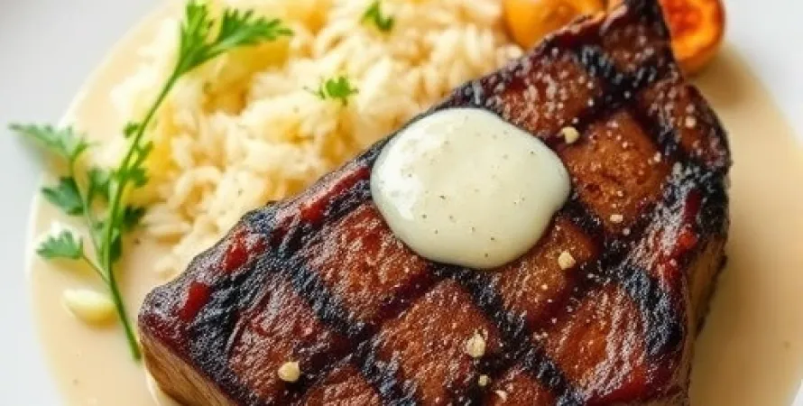 Steak London Broil au lait de coco et sauce d'arachide