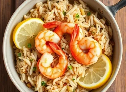 Crevettes au riz sauvage et citron
