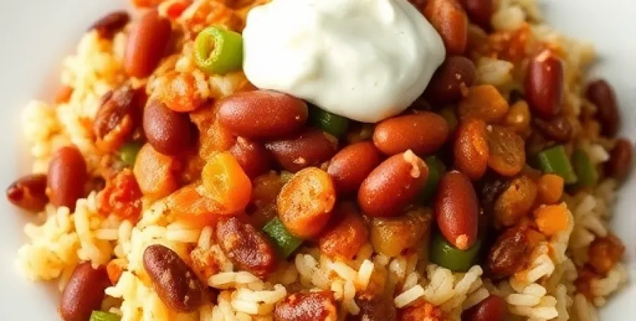 Haricots épices et riz