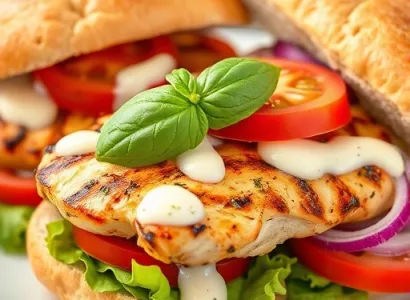 Sandwichs au poulet grillé avec aioli au basilic