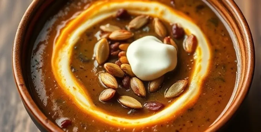Potage de haricots noirs au potiron
