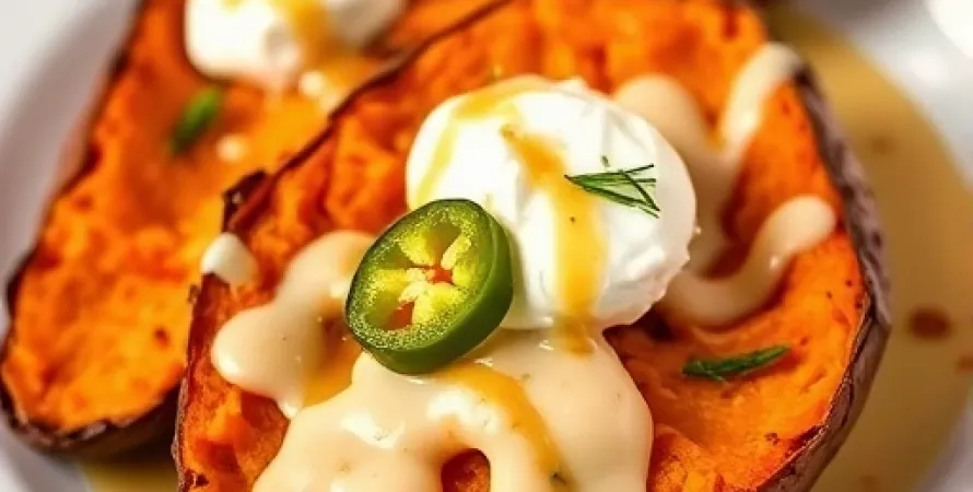 Pommes de terre douces au four avec crème aigre