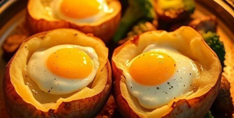Pommes de terre au four avec oeufs