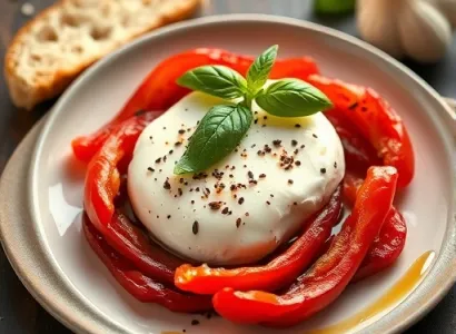 Brie aux poivrons rouges et basilic