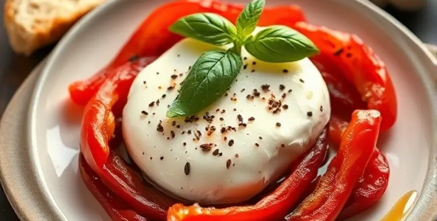 Brie aux poivrons rouges et basilic
