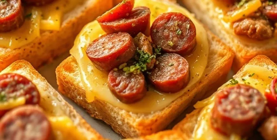 Carrés de saucisses au fromage