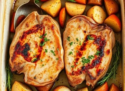 Côtes de porc au four avec légumes