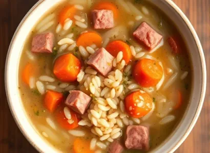 Soupe de riz sauvage au jambon