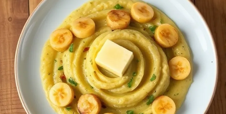 Purée de bananes plantain aux poireaux