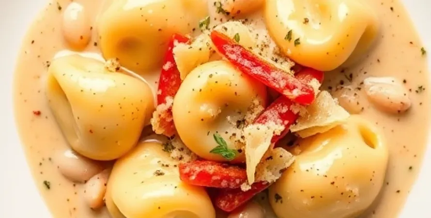 Tortellini au fromage avec sauce de haricots cannellini