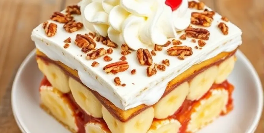 Gâteau banane split sans cuisson