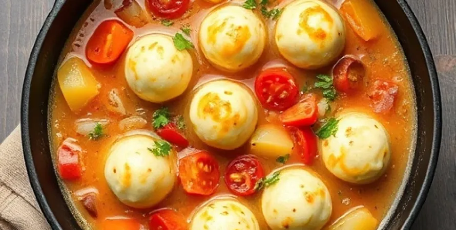Soupe végétarienne aux boulettes de fromage