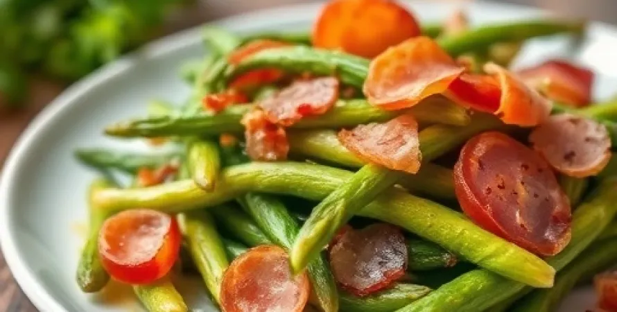 Haricots verts entourés de bacon