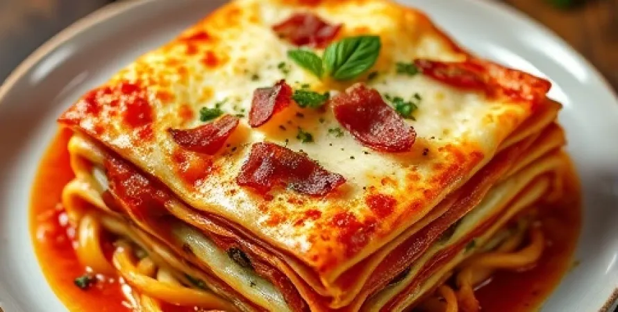 Lasagnes épinard au bacon épicé