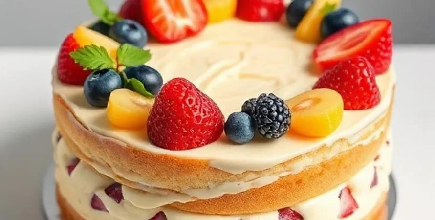 Gâteau de fruits crémeux