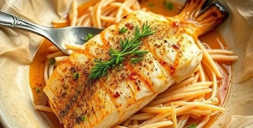 Poisson au gingembre et ail en papillote