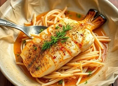 Poisson au gingembre et ail en papillote