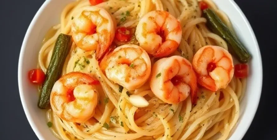 Crevettes aux pâtes