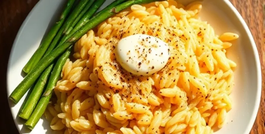 Orzo au safran et asperges