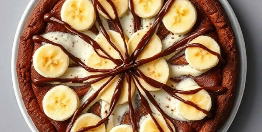 Brownie pizza aux bananes et au beurre de cajac