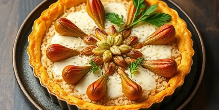 Tarte aux poireaux et épinards avec croûte de riz