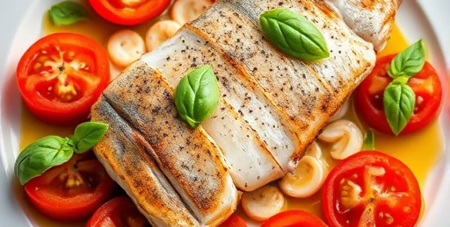 Poisson roti avec tomates