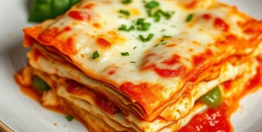 Lasagnes au poulet et poivrons