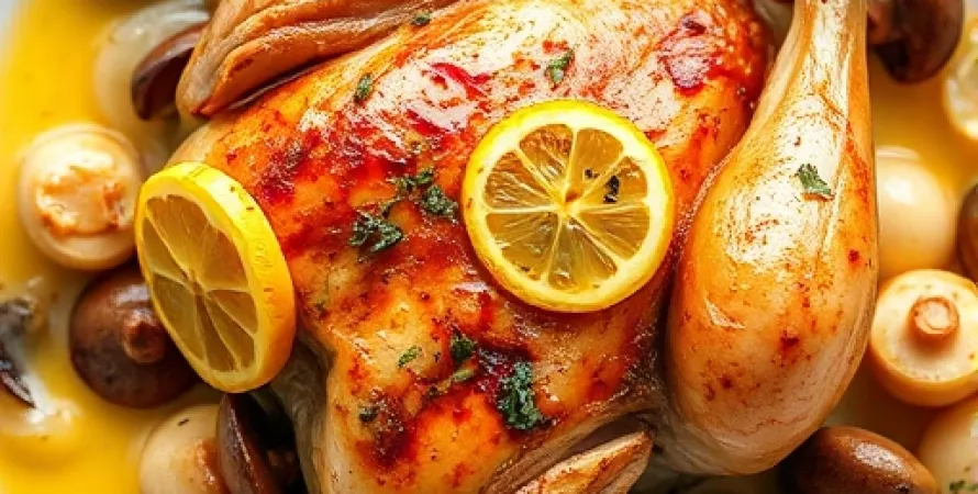 Poulet au citron et aux champignons