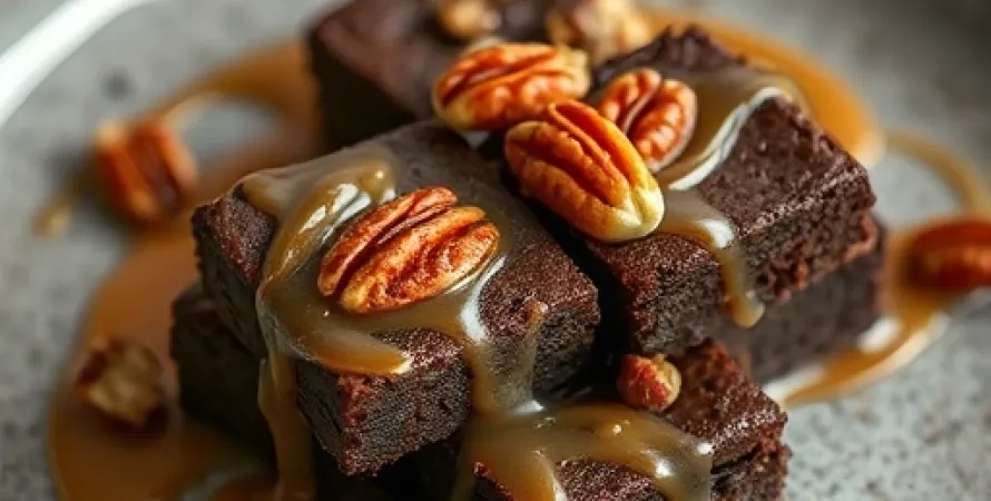 Brownies au Chocolat, Pecan et Caramel