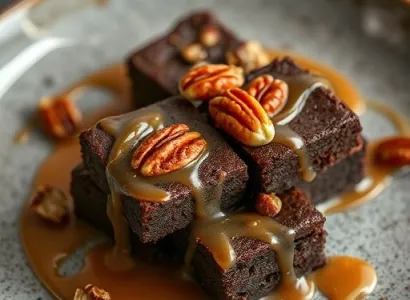 Brownies au Chocolat, Pecan et Caramel