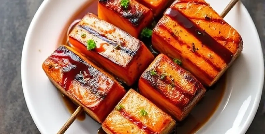 Brochettes de saumon au glaze soja