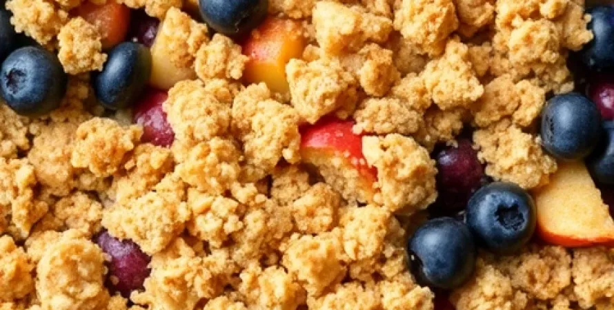 Crumble de pommes et de bleuets
