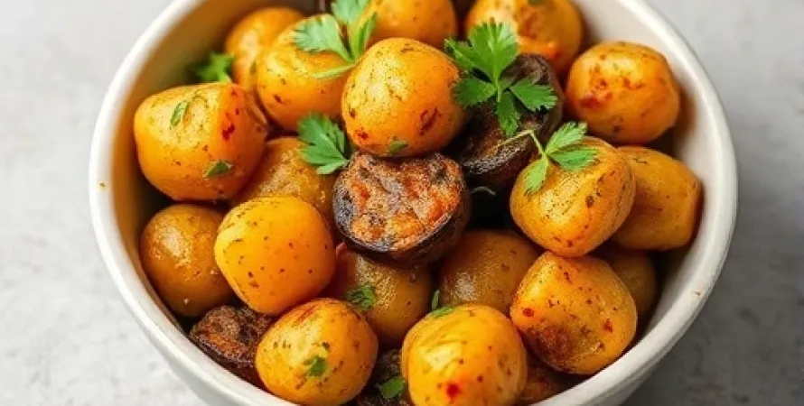 Curry de pommes de terre et aubergine au four