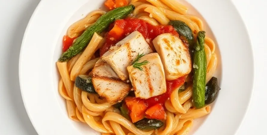 Pâtes au poulet et légumes