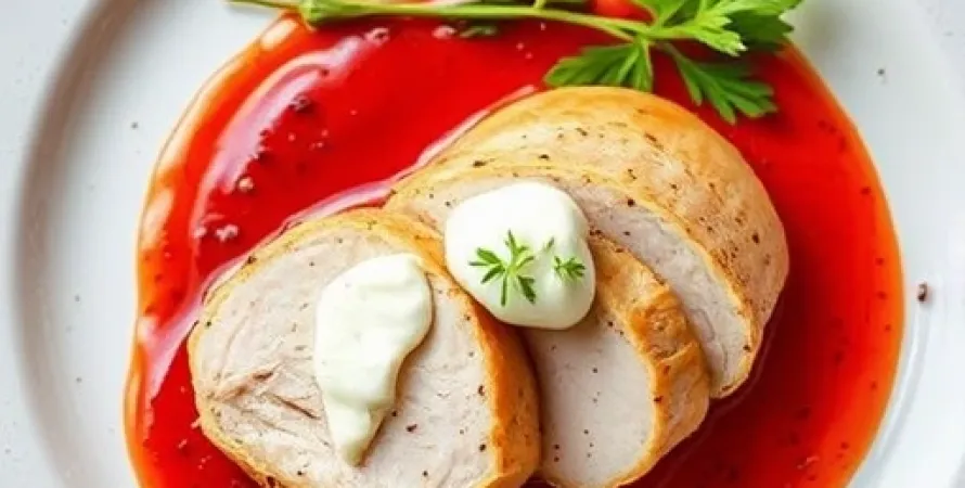 Recette Poitrine de poulet à la sauce crémeuse de poivron rouge