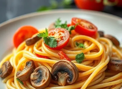 Pâtes aux champignons et tomate
